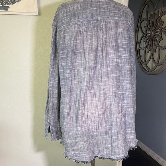 Blue Heathered Caslon Tunic Pullover Blouse XL - Picture 4 of 5